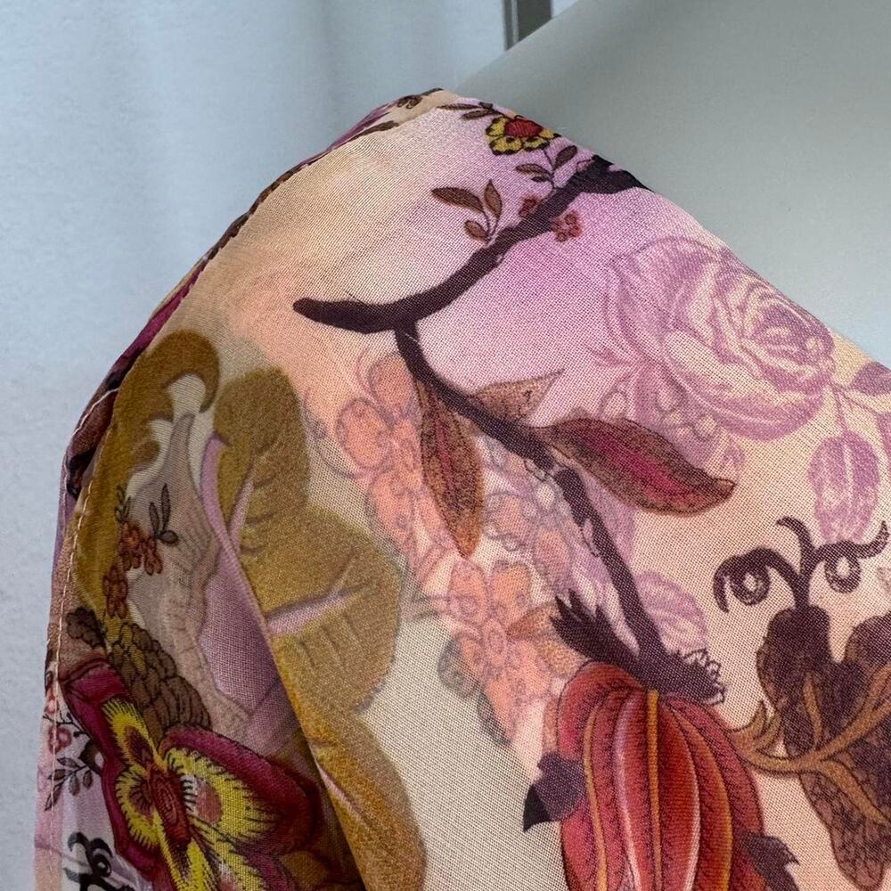 Y2K Fairycore Midi Dress Floral Chiffon Size 16 Wedding Guest Garden Party - Picture 6 of 9